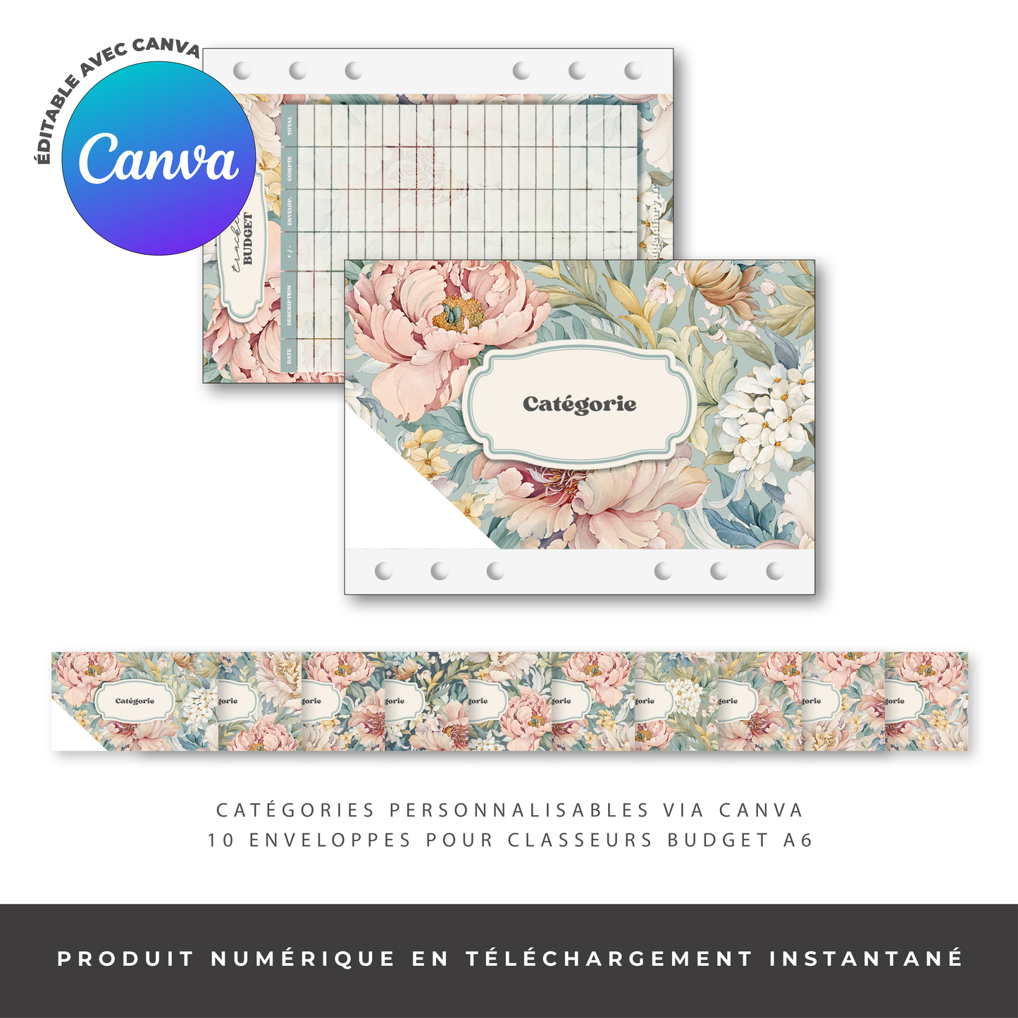 Enveloppe Budget pour classeur A5/A6 - Blossom (digital)