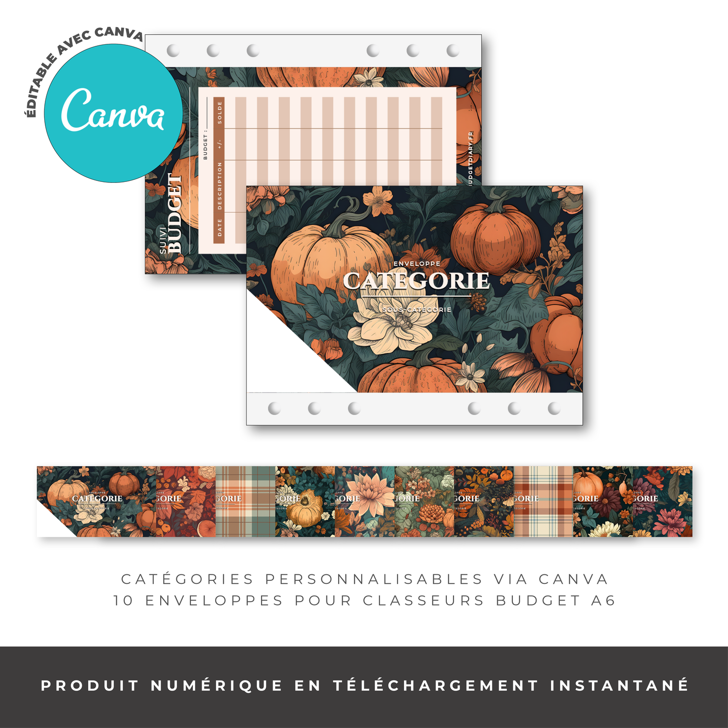 Enveloppe Budget pour classeur A5/A6 - Pum'kin (digital)