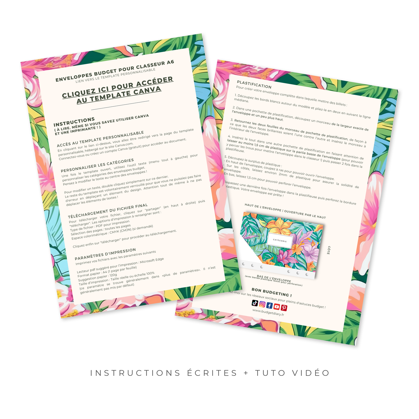 Enveloppe Budget pour classeur A6 - Tropical (digital)