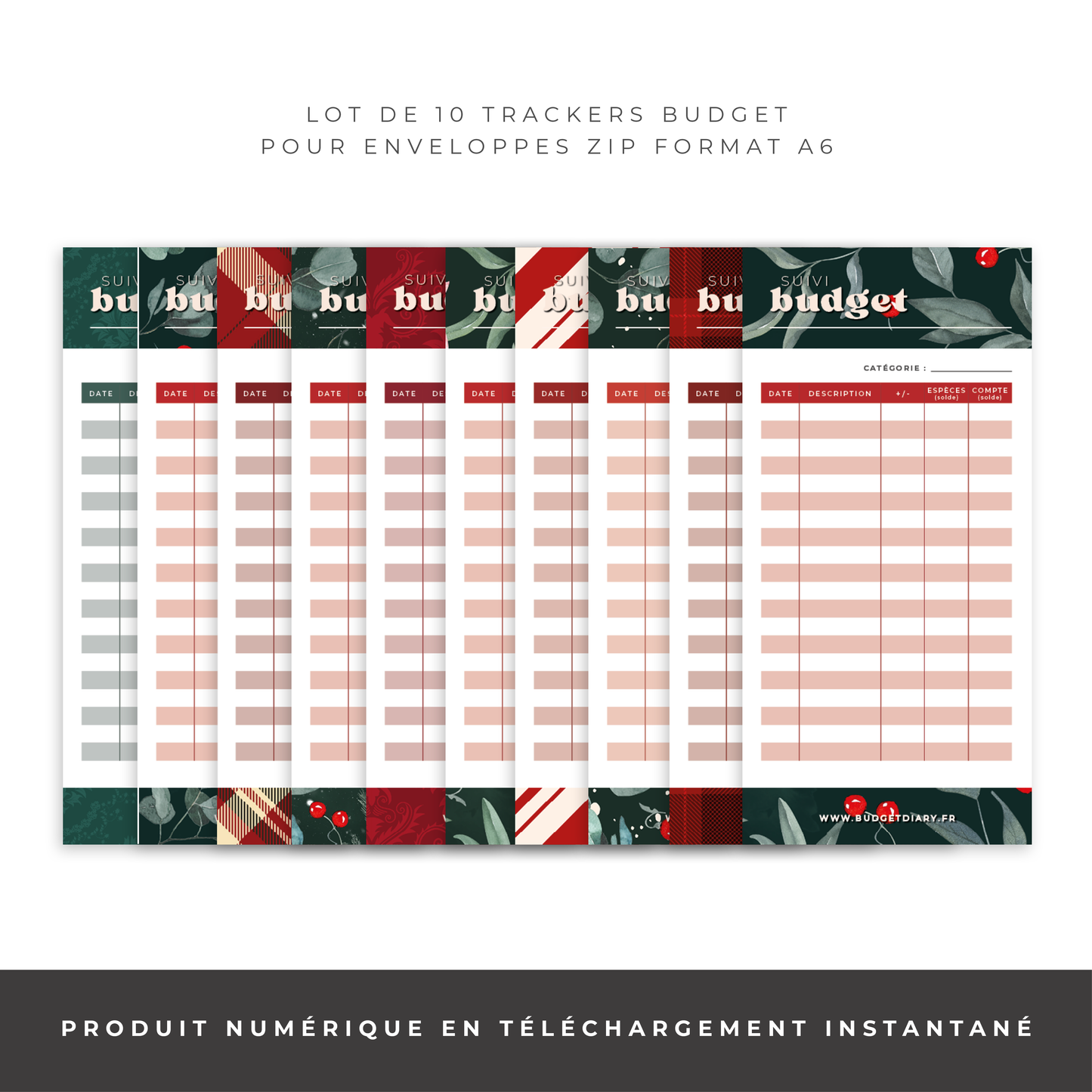 Trackers enveloppes zip A5/A6 - Noël (digital)