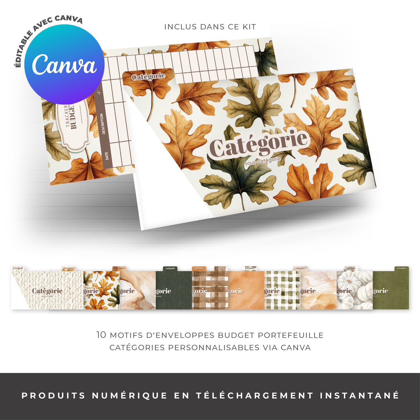 Pack économique enveloppes budget A5/A6 - Cozy Vibes (digital)