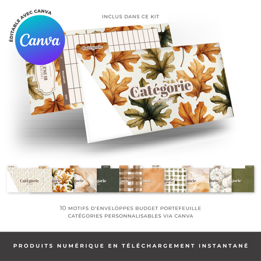 Pack économique enveloppes budget A5/A6 - Cozy Vibes (digital)