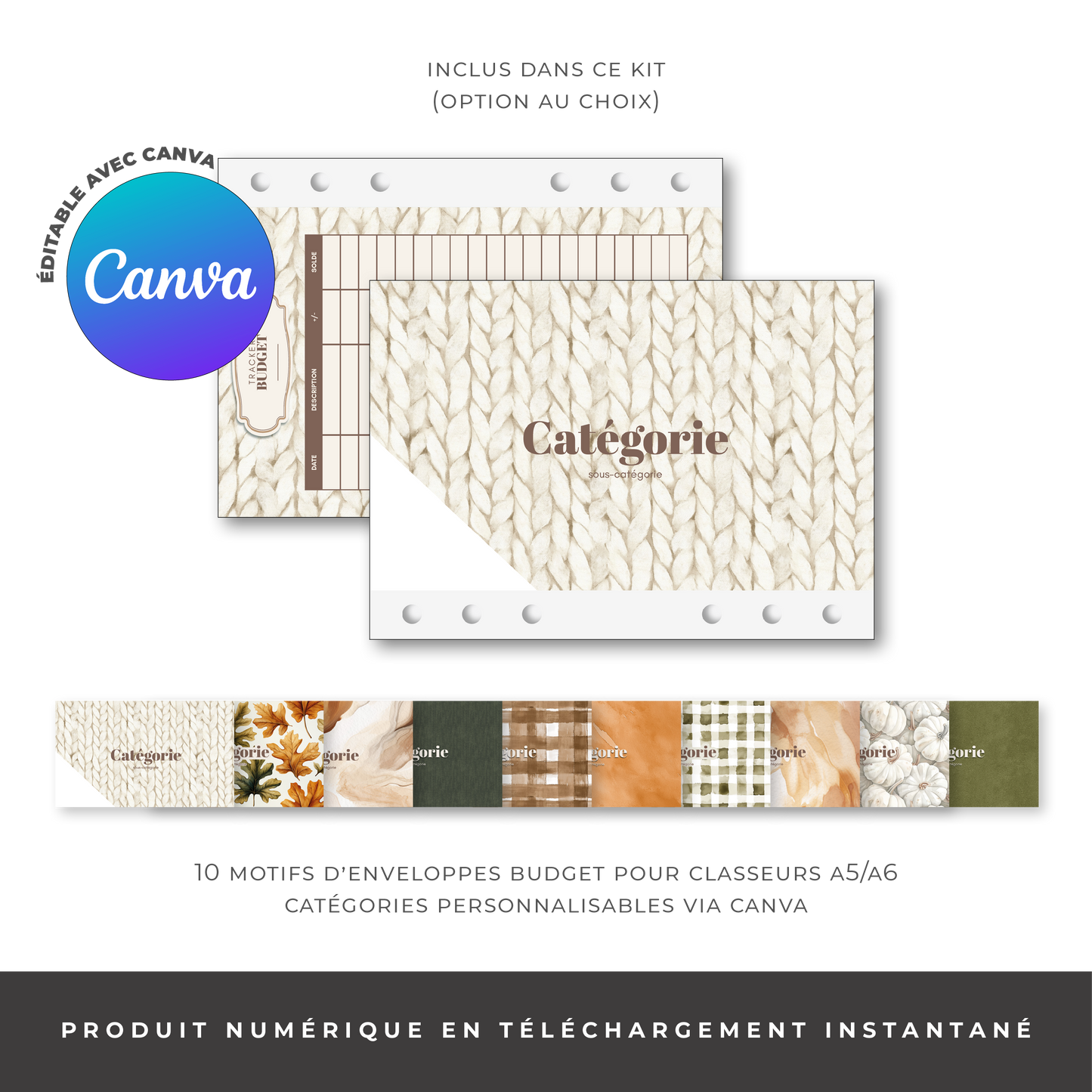 Pack économique enveloppes budget A5/A6 - Cozy Vibes (digital)