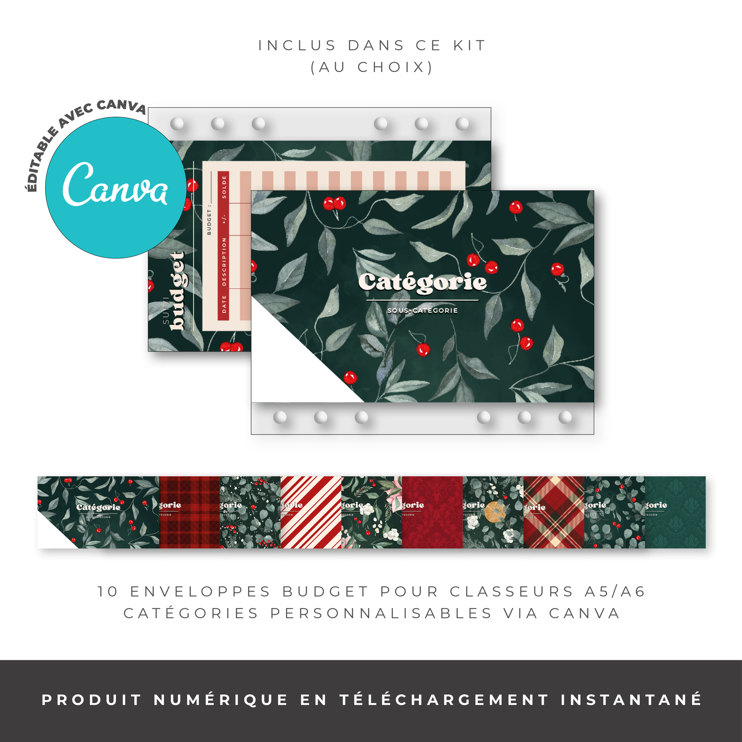 Pack économique enveloppes budget A5/A6 - "Préparer Noël" (digital)