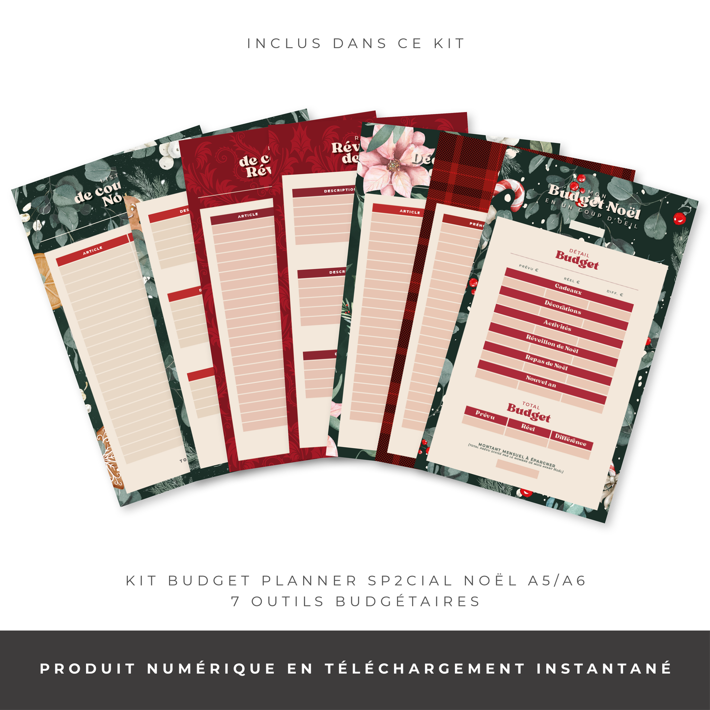 Pack économique enveloppes budget A5/A6 - "Préparer Noël" (digital)