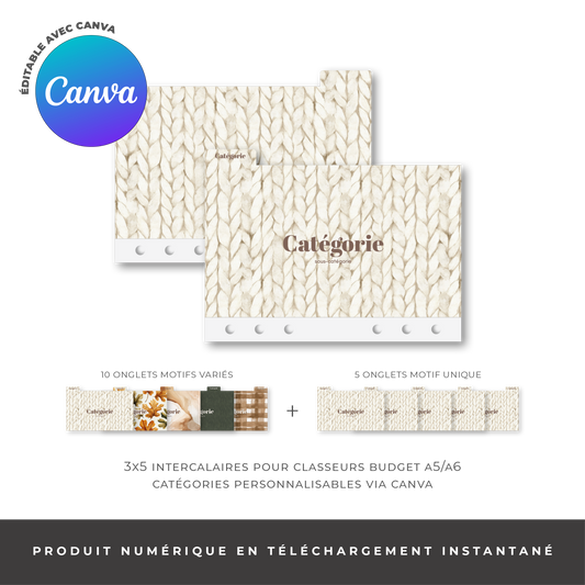 Intercalaires pour classeur A5/A6 - Cozy Vibes (Digital)