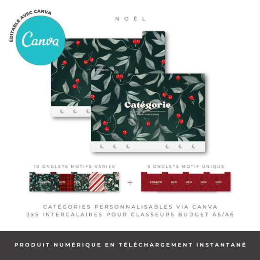 Intercalaires pour classeur A5/A6 - Noël (Digital)