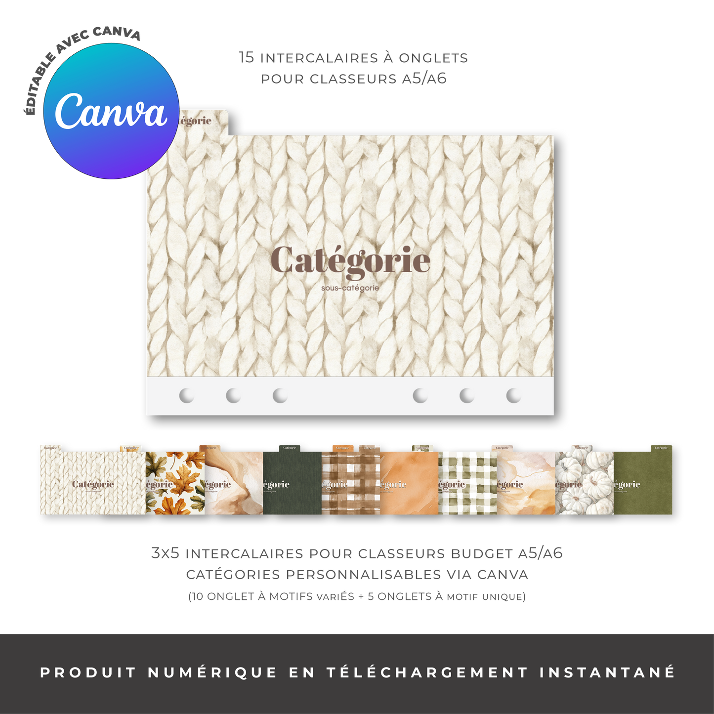 Intercalaires pour classeur A5/A6 - Cozy Vibes (Digital)