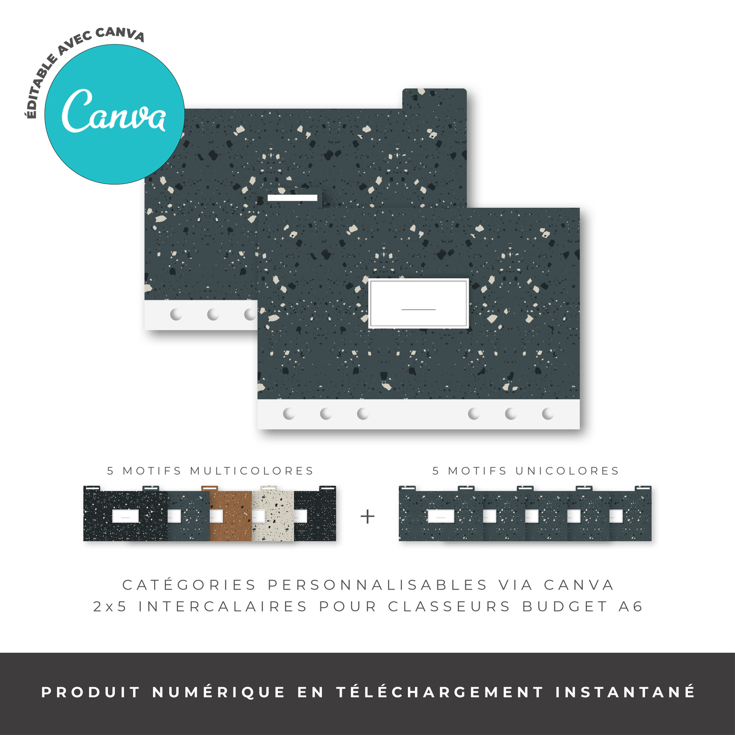 Intercalaires pour classeur A6 - Terrazzo (Digital)