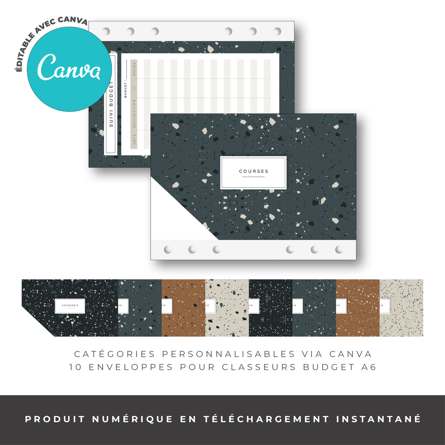 Enveloppe Budget pour classeur A6 - Terrazzo (digital)