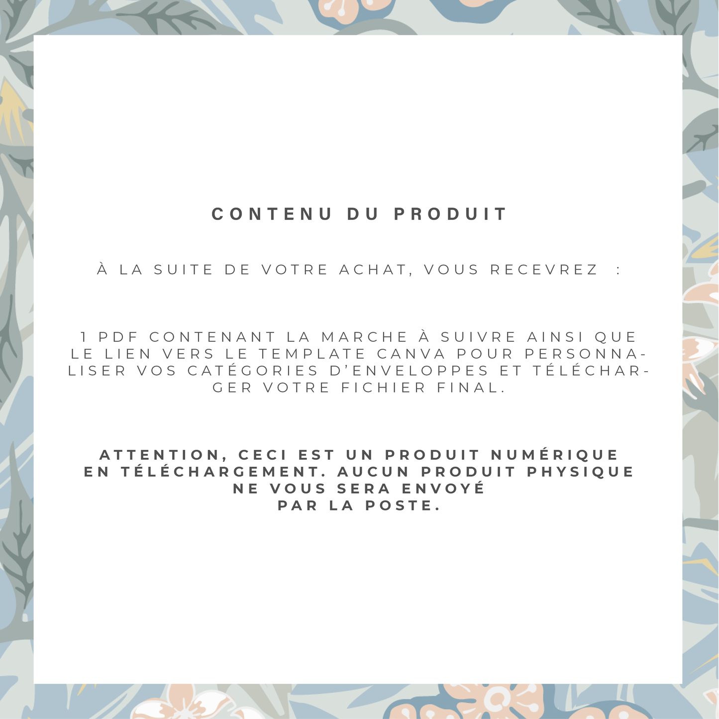 Enveloppe Budget pour classeur A6 - Floral (digital)
