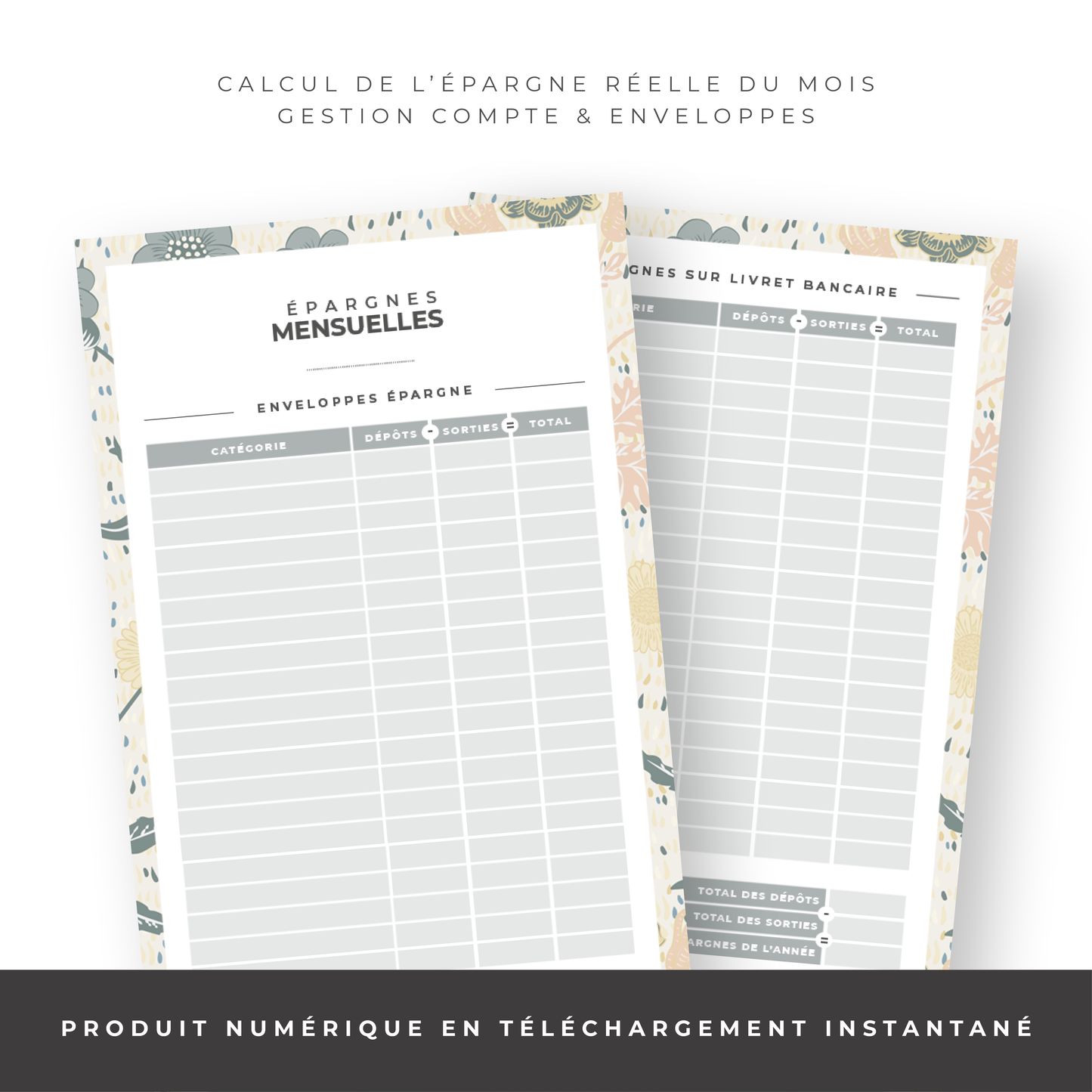 Kit Budget Planner Mini A6 - Floral (digital)