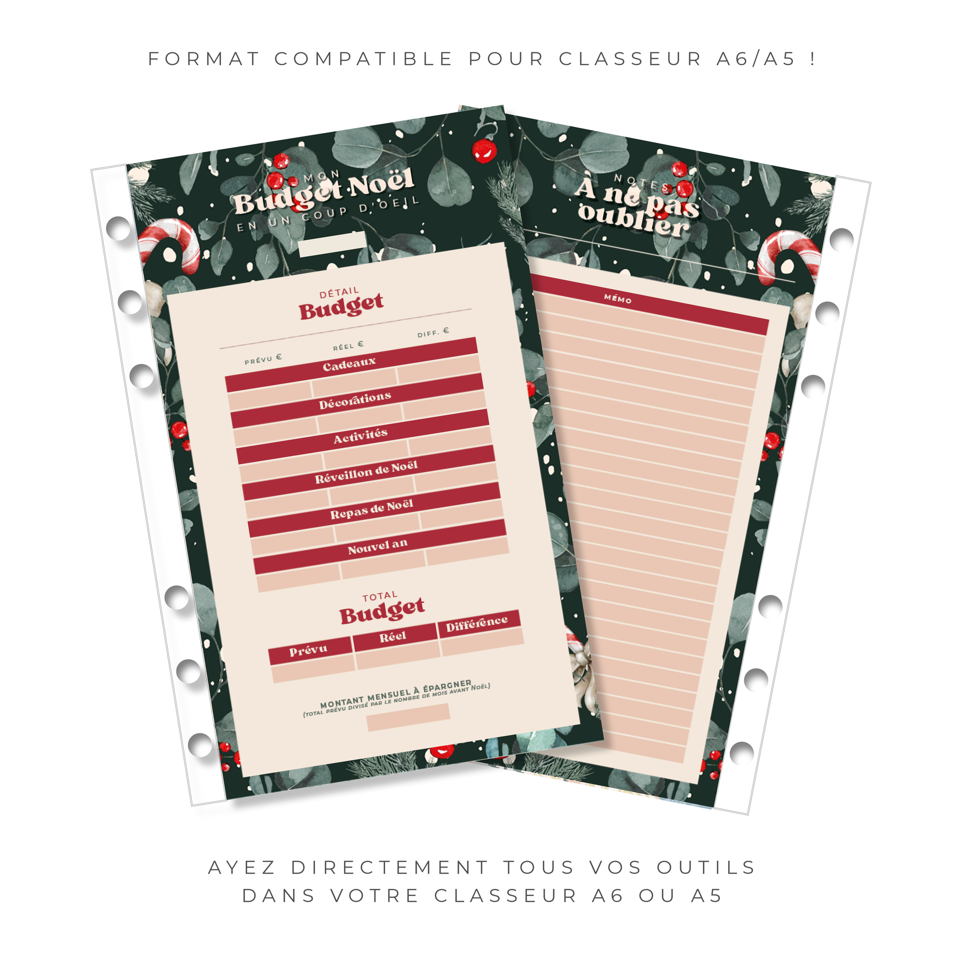 Enveloppes Budget pour classeur A5/A6 - Noël (digital) – Budget Diary
