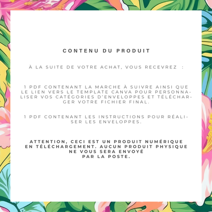 Enveloppe Budget pour classeur A6 - Tropical (digital)