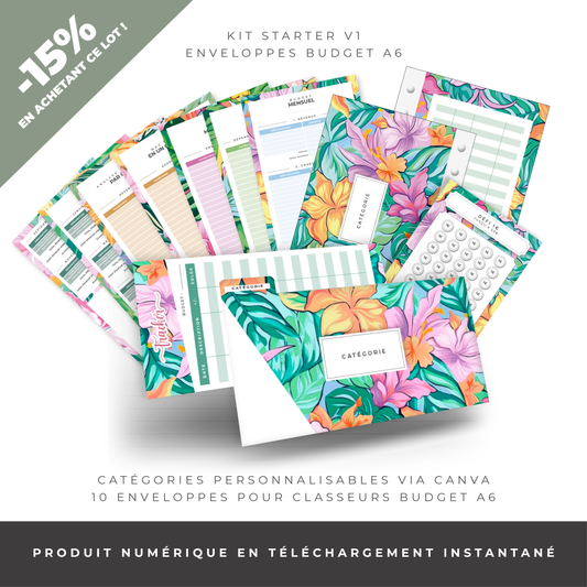 Pack débutant enveloppes budget A6 - Tropical (digital)