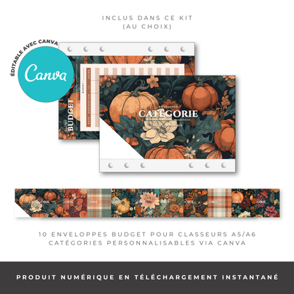 Pack économique enveloppes budget A5/A6 - Pum'kin (digital)