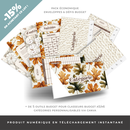 Pack économique enveloppes budget A5/A6 - Cozy Vibes (digital)