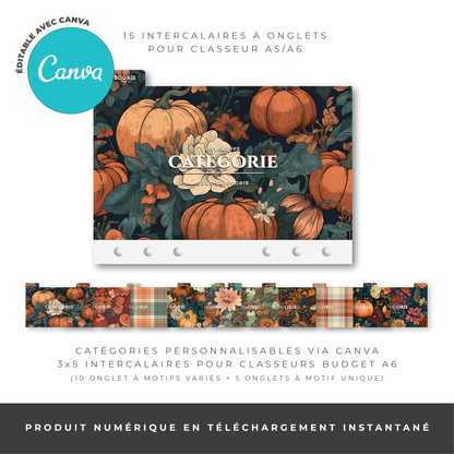 Intercalaires pour classeur A5/A6 - Pum'kin (Digital)