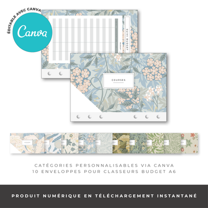 Enveloppe Budget pour classeur A6 - Floral (digital)