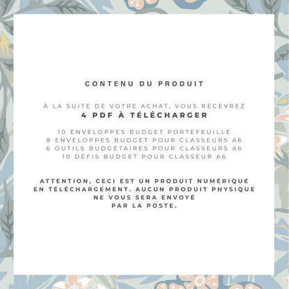 Pack débutant enveloppes budget A6 - Floral (digital)