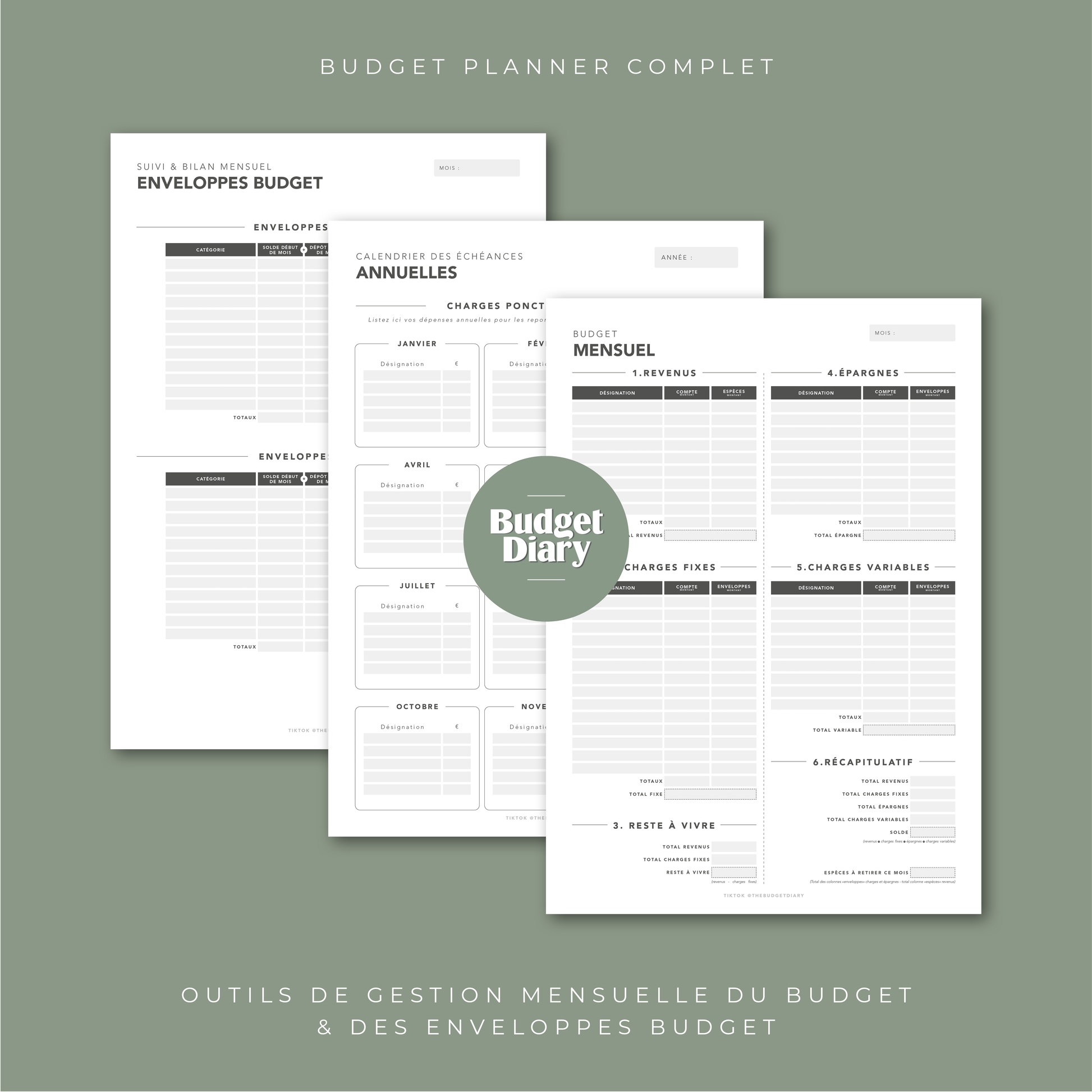 Budget planner Français, Budget Mensuel, Annuel, Personal finance,  Enveloppe budget, Tracker, Diary, PDF Imprimables, A4 -  France